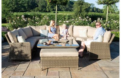 Maze Rattan - Winchester Royal U-Shaped Sofa Set - With Ice Bucket Rising Table