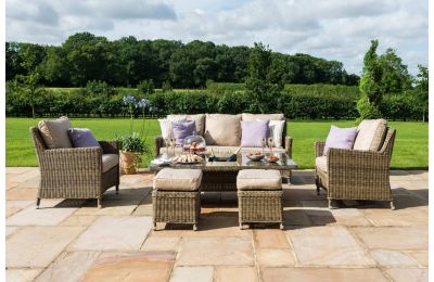 New Maze Rattan Winchester Venice Garden Sofa Dining Set with Rising Table In Wicker Quality