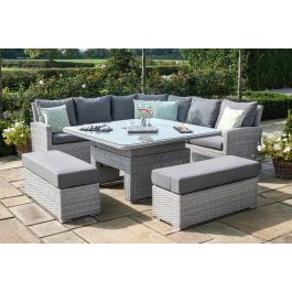 Maze Rattan Ascot Deluxe Square Corner Dining Set With Rising Table