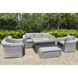 New Cambridge Deluxe 3 Seat Garden Sofa Dining Set With Rising table