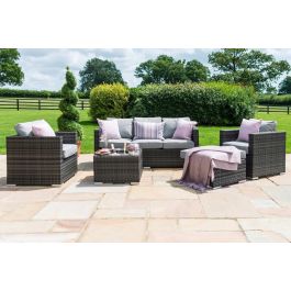 Maze Rattan Georgia 3 Seat Garden Sofa Set with Ice Bucket Flat
