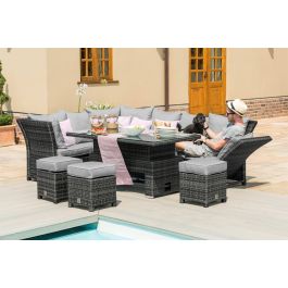 Maze Rattan Henley Garden Corner Sofa Dining Set With Rising Table