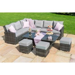 Maze Rattan Casual Kingston Corner Sofa Dining Set with Rising
