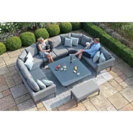 Maze Outdoor Fabric Pulse U Shape Corner Dining Set With Rising Table