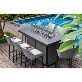 Maze Regal 8 Seat Rectangular Outdoor Fabric Bar Set With Fire Pit