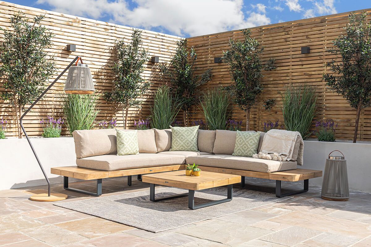 Maze Bali Wood Platform Corner Sofa Set Rattan Furniture Fairy