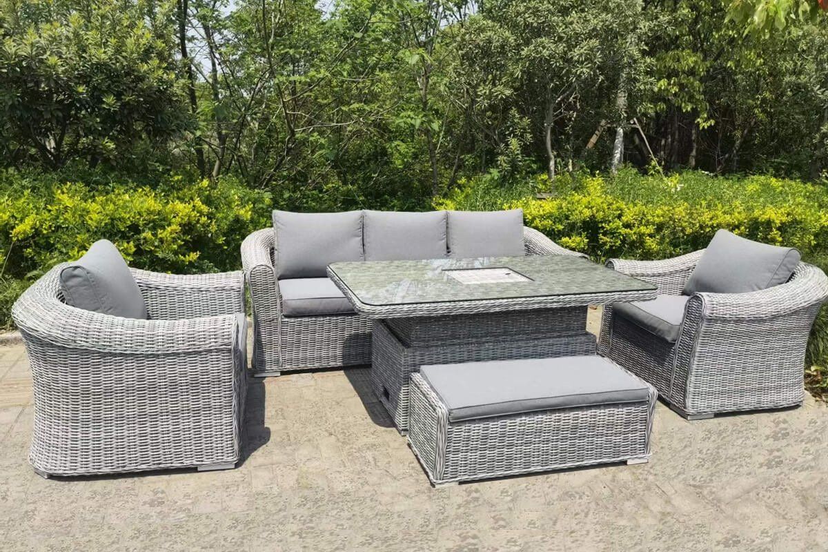 New Cambridge Deluxe 3 Seat Garden Sofa Dining Set With Rising table