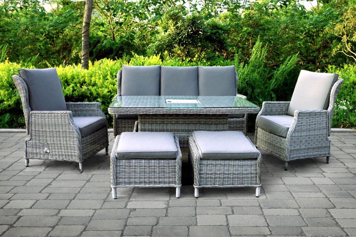 Cambridge Reclining Casual Garden Sofa Dining Set With Rising Table