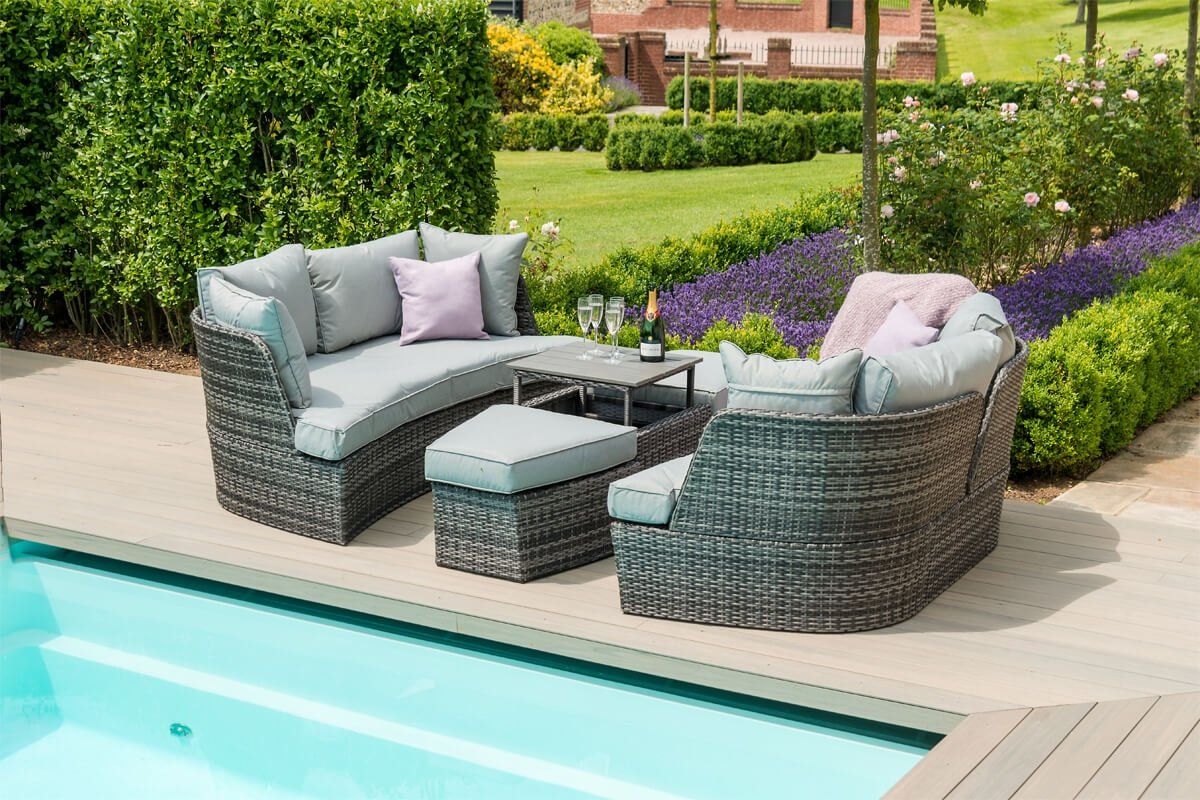 Maze rattan store lotus daybed grey
