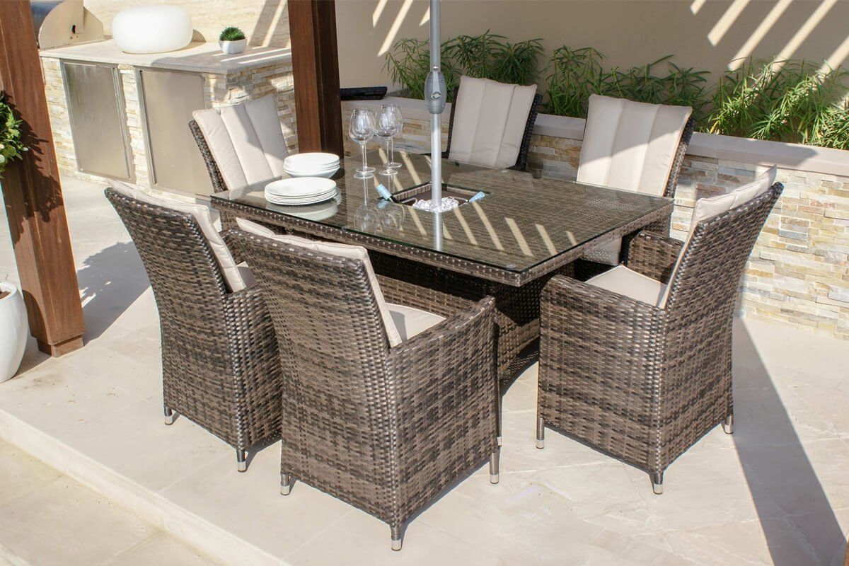 Bucket dining sales chairs and table