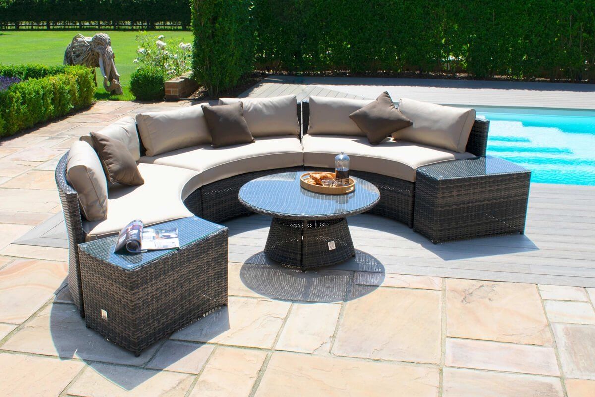 Curved rattan garden furniture deals