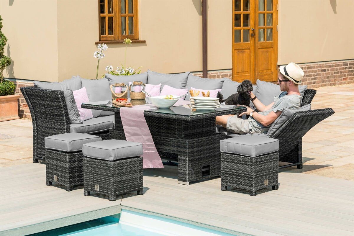 Rattan rising dining hot sale table