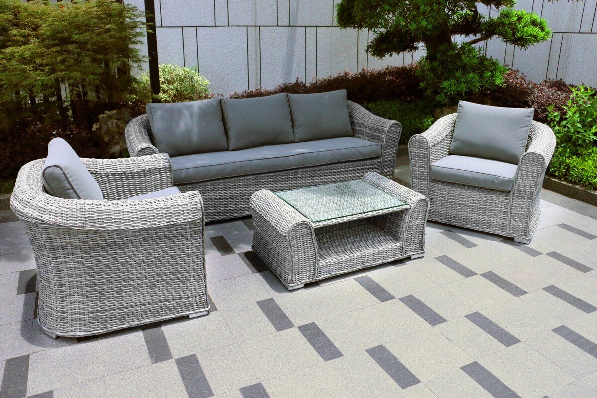 Rattan grey sofa hot sale set