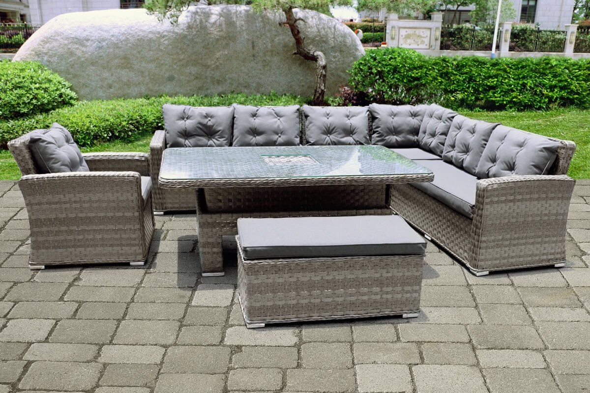 Niagara Deluxe XL Corner Sofa Dining Set With Ice Bucket Rising Table