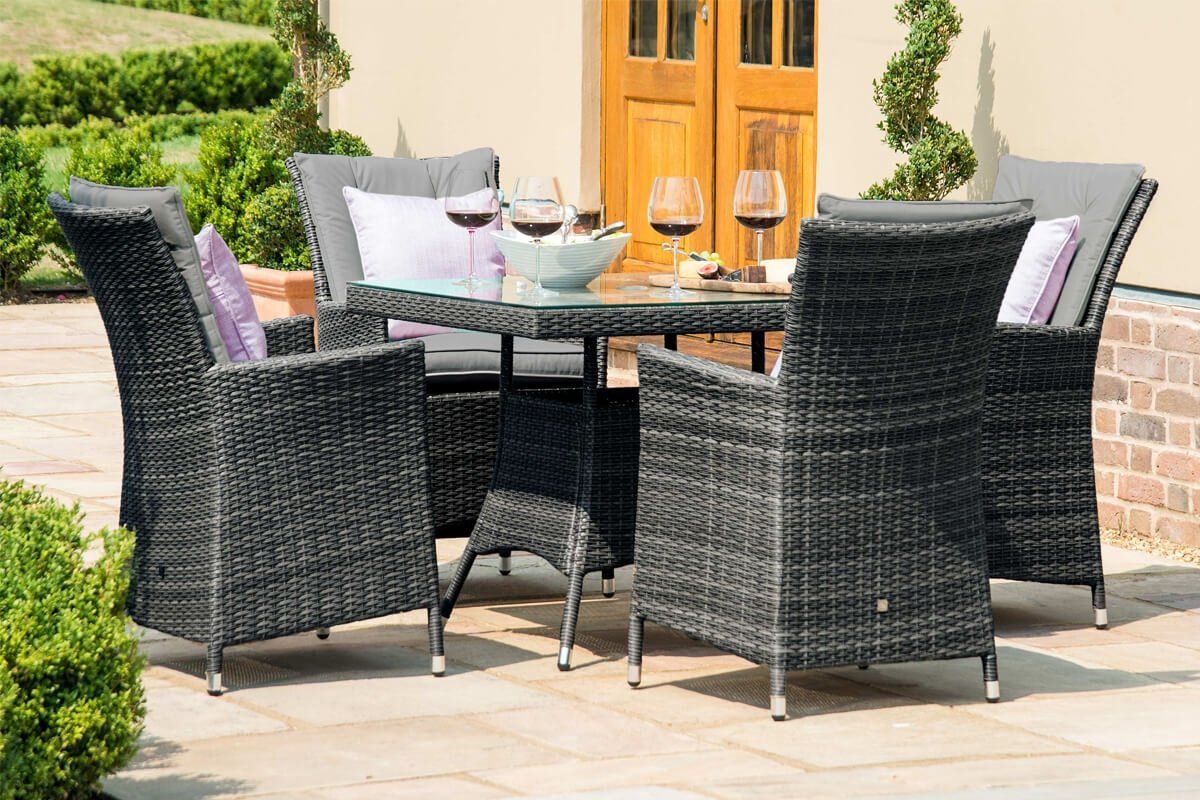 Maze Rattan LA 4 Seat Square Garden Furniture Set Rattan