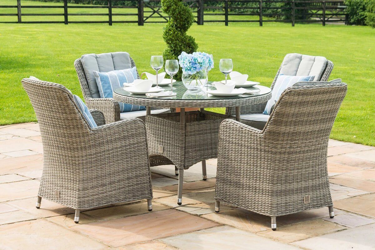 Round rattan table set deals