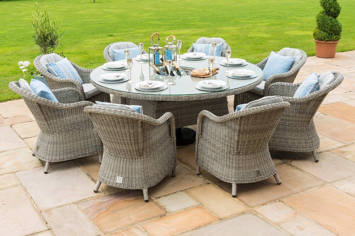 8 seater round cheap garden dining set