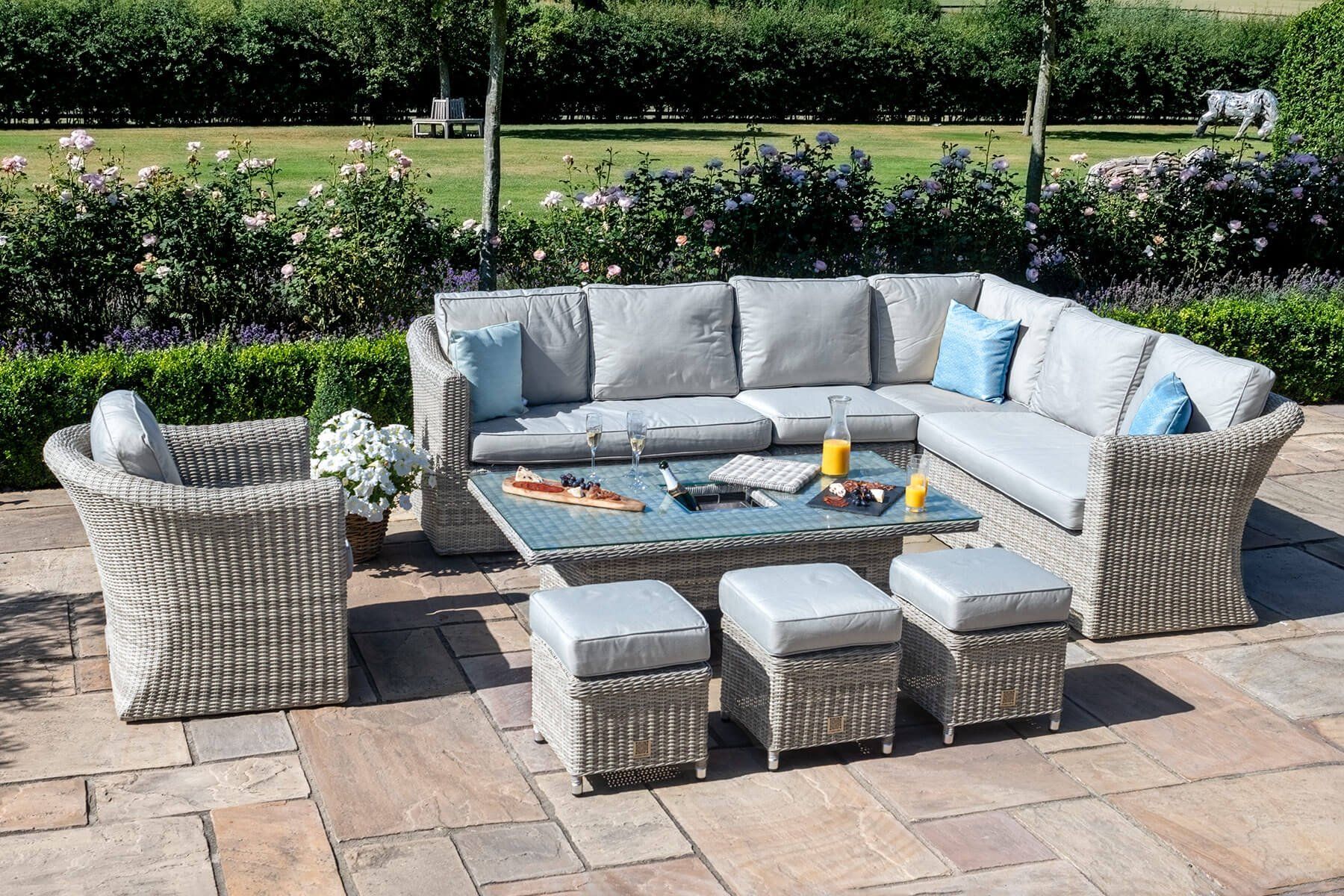 Rattan corner best sale dining set