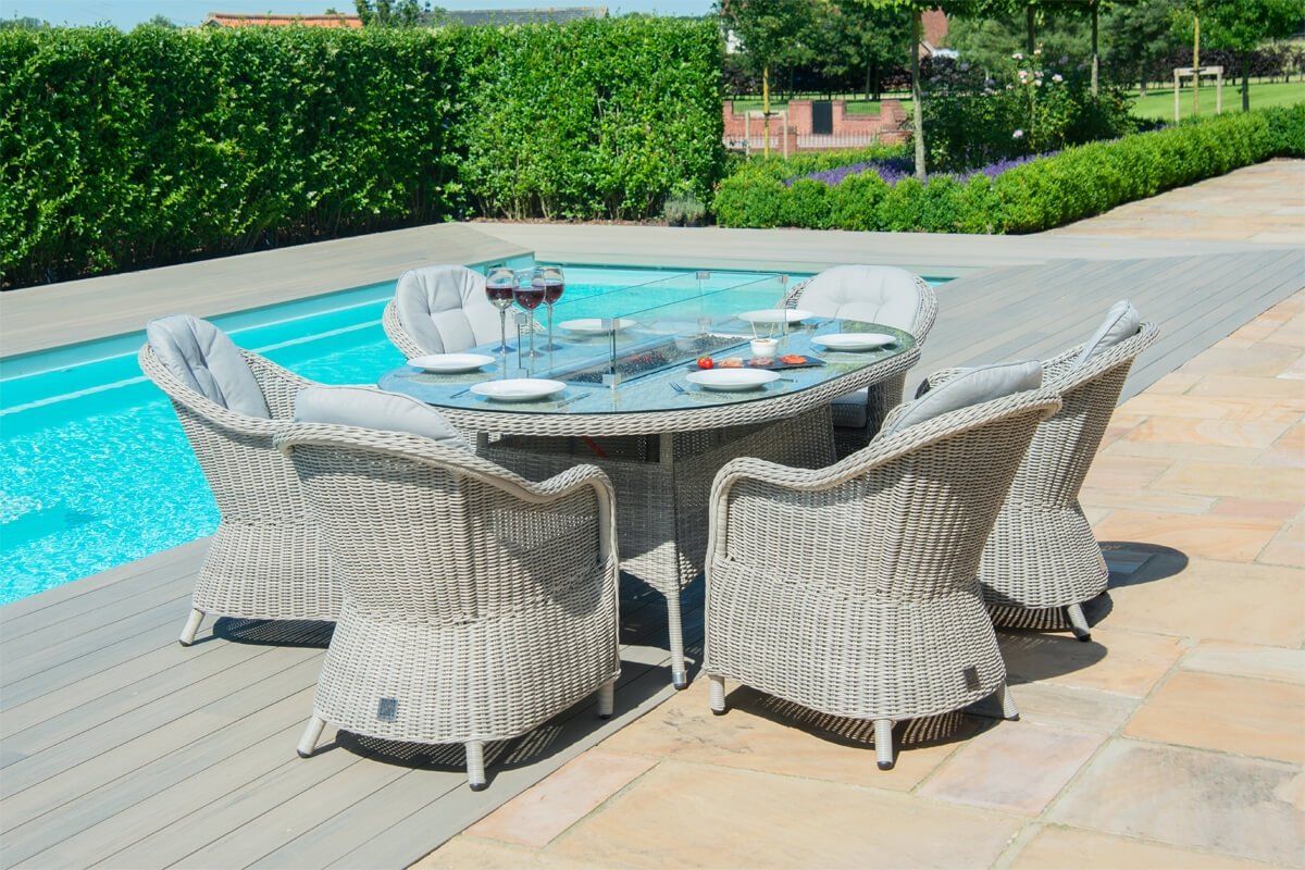 Oval rattan cheap dining set