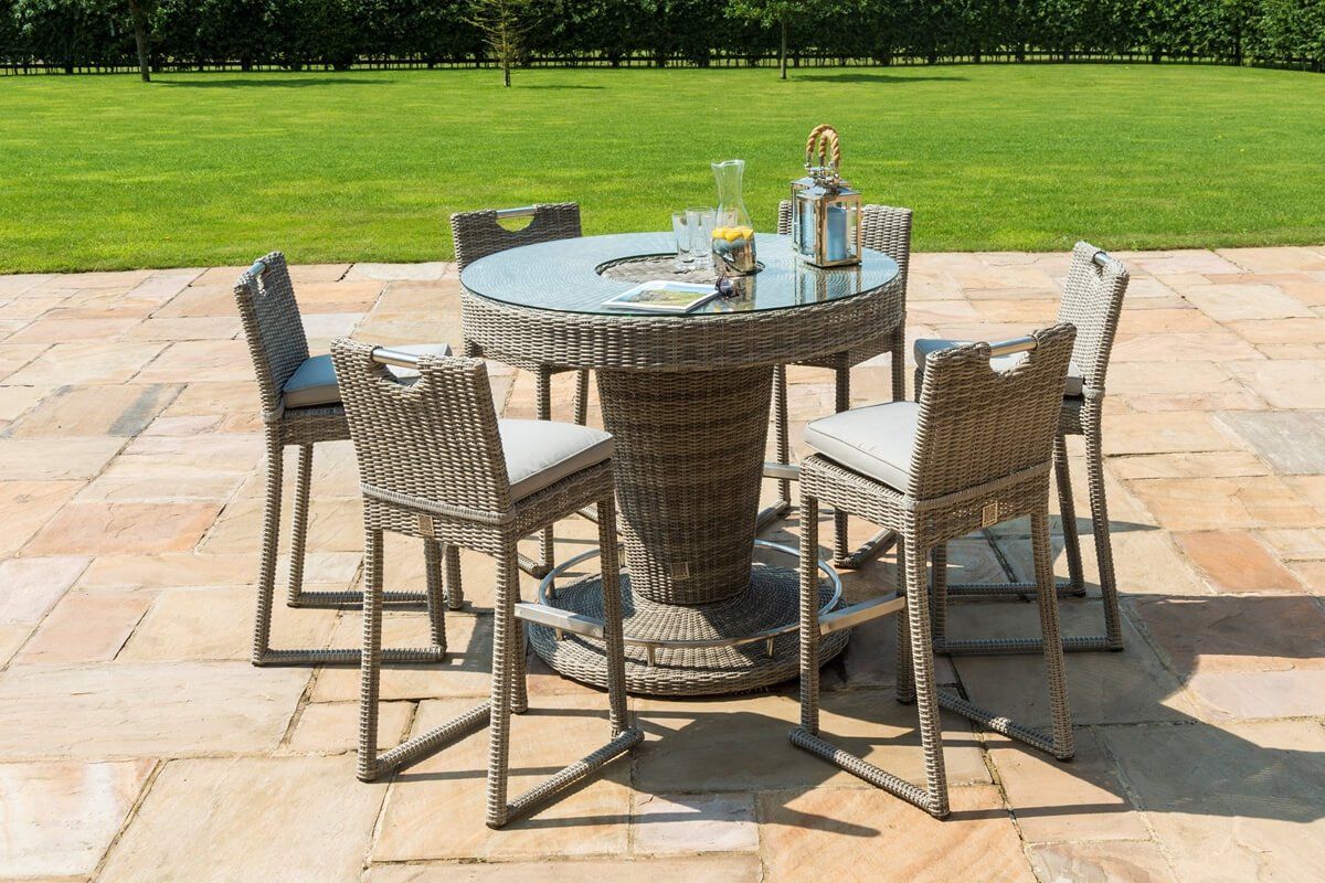 Maze Rattan Oxford 6 Seat Round Bar Set with Ice Bucket Rattan Furniture Fairy