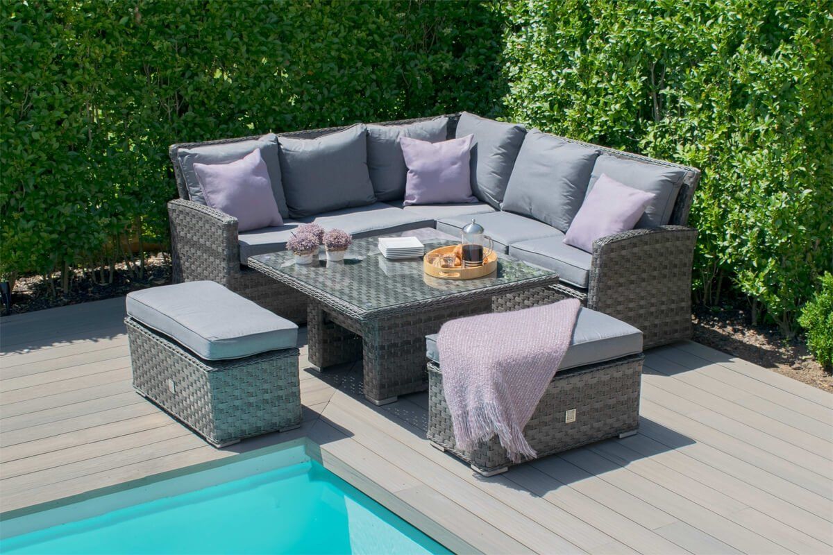 Maze Rattan Victoria Square Corner Sofa Dining Set With Rising Table