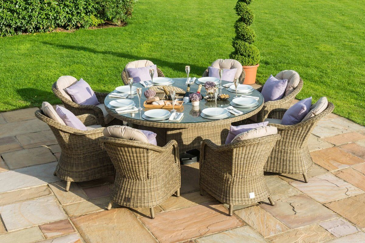Maze Rattan Winchester 8 Seat Round Dining Set with Ice Bucket