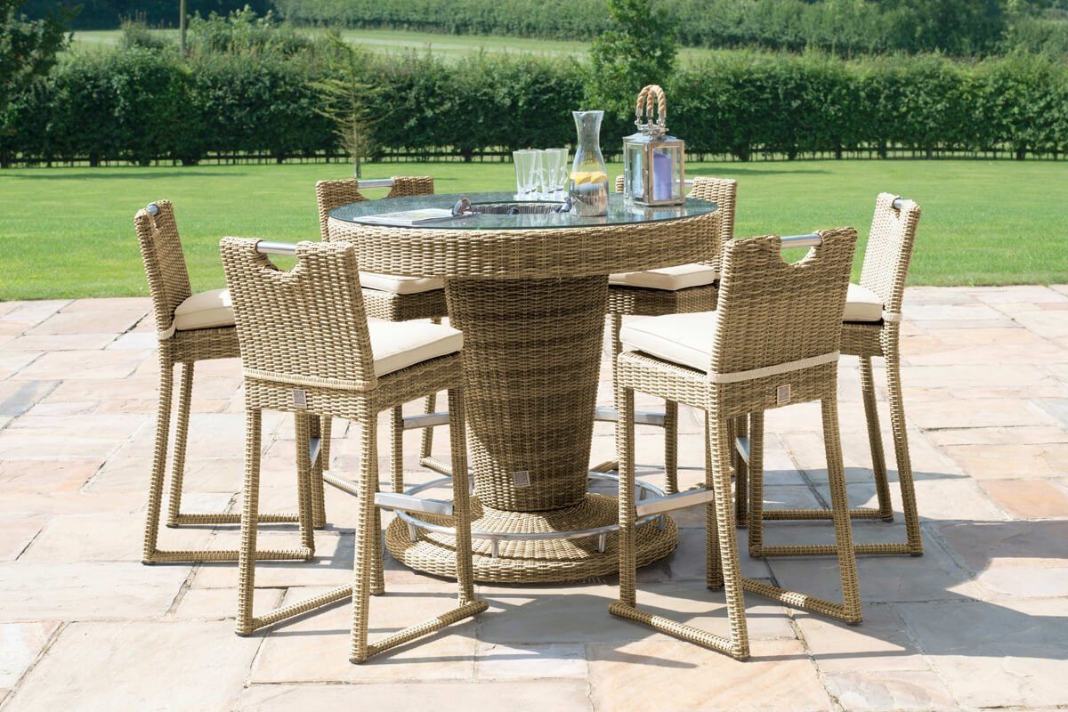Maze rattan 6 seat bar set top