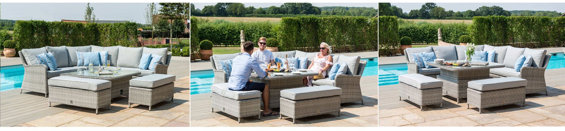 Maze - Oxford Royal Corner Dining Set With Ice Bucket Rising Table
