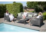 Maze - Rope Weave Milan 3 Seat Sofa Set With Ceramic Glass Top Coffee Table - Charcoal
