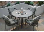 Maze - Monaco Rope Weave 4 Seat Round Dining Set - Ivy Green