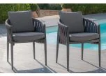 Maze - Milan Rope Weave Pair of Dining Chairs - Charcoal