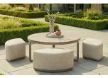 Maze - Outdoor Fabric Round Coffee Table with 3 Footstools