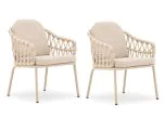 Maze - Pair of Sicily Open Rope Weave Garden Dining Chairs - Latte