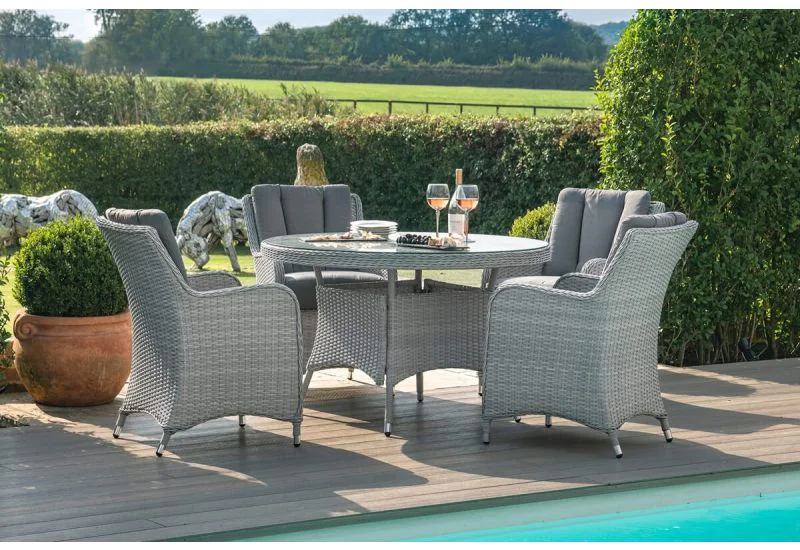 Arizona rattan garden furniture 4 seat dining set with round table top