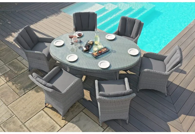 Maze Rattan Ascot 6 Seat Oval Dining Set Rattan Furniture Fairy