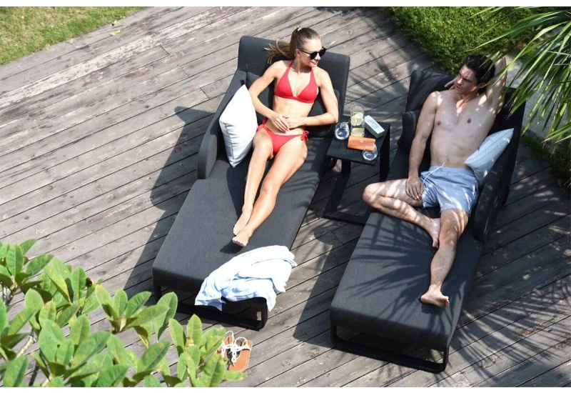 Black rattan discount sun lounger set
