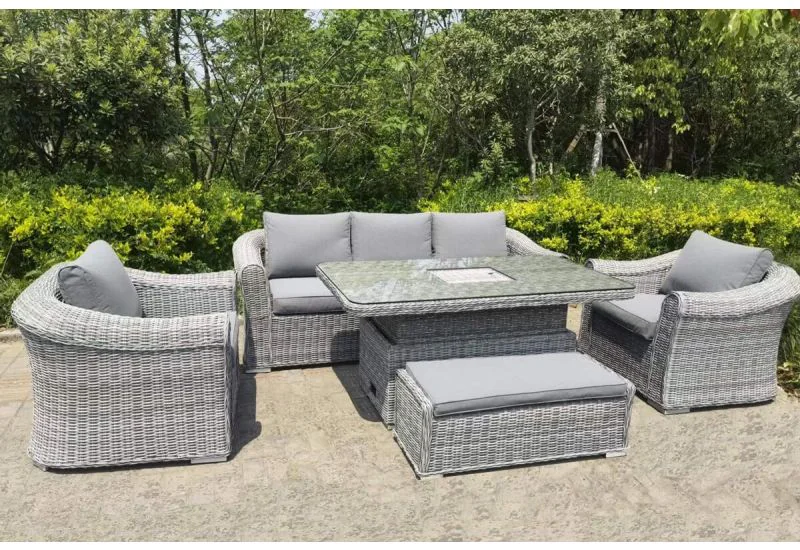 New Cambridge Deluxe 3 Seat Garden Sofa Dining Set With Rising table