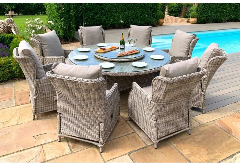 Outdoor round table with lazy susan deals