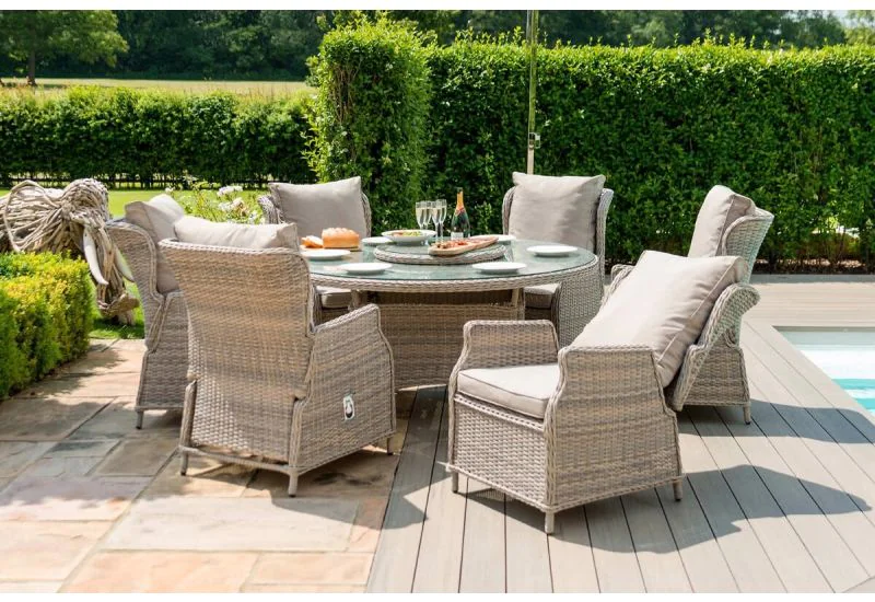 Maze Rattan Cotswolds Reclining 6 Seat Round Dining Set