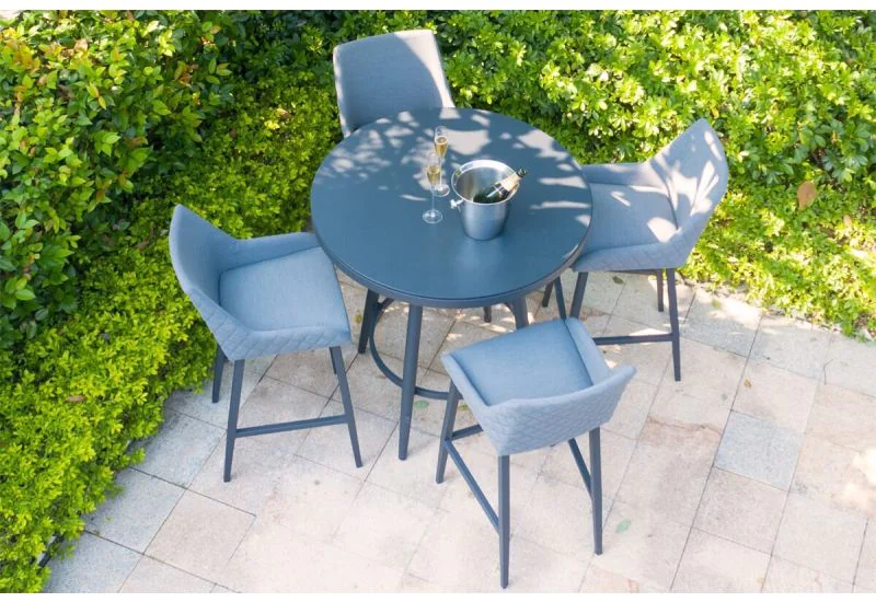 Maze Regal 4 Seat Round Outdoor Fabric Bar Set Free Cover