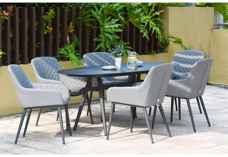 Oval outdoor dining shop table for 6