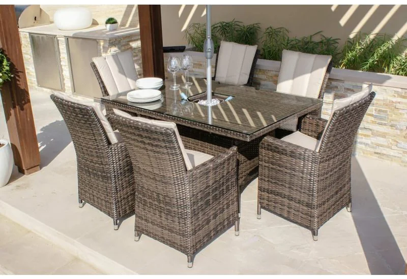 Rattan table and chairs 6 seater discount