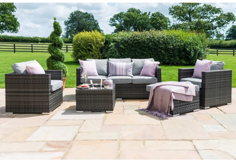 3 seater grey rattan sofa deals