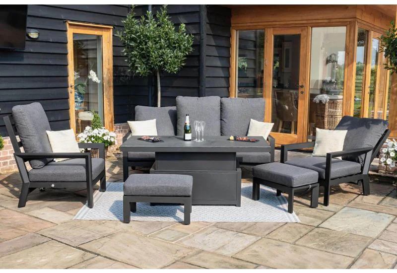 Maze Rattan Manhattan Reclining 3 Seat Sofa Set With Rising Table