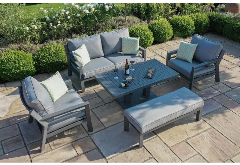 Maze Rattan New York 2 Seat Sofa Set With Rectangular Rising Table