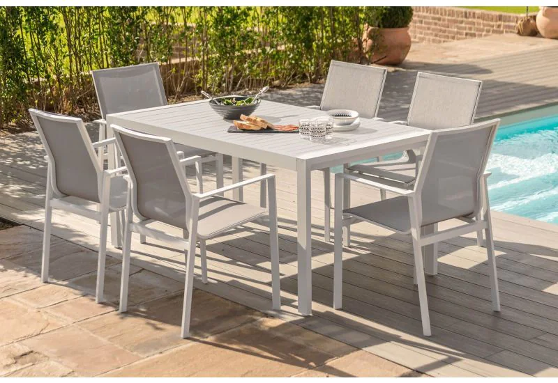 White aluminum outdoor sales dining table