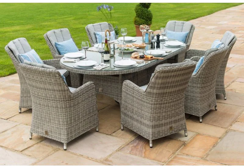 Maze Rattan Oxford 8 Seat Venice Oval Dining Set With Ice Bucket