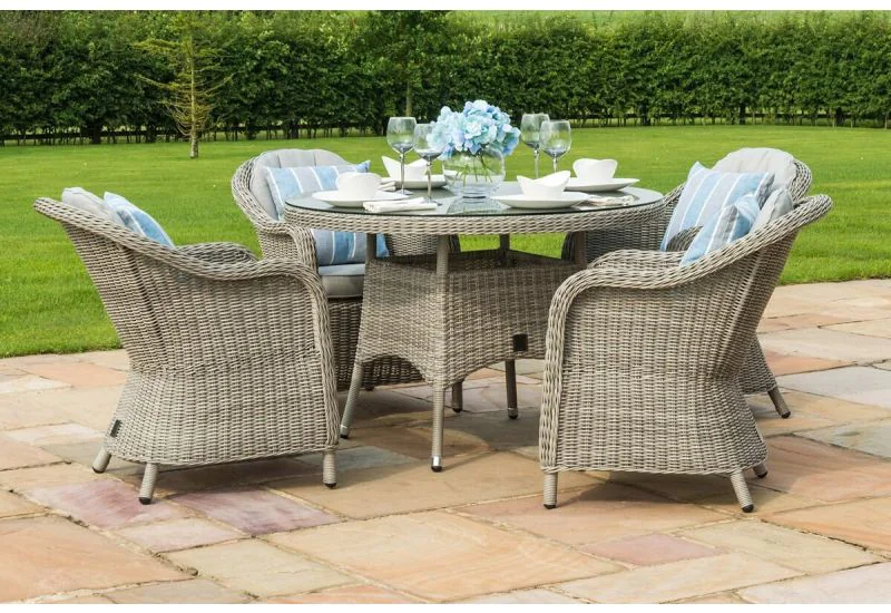Maze Rattan Oxford 4 Seat Round Dining Set Rattan Furniture Fairy