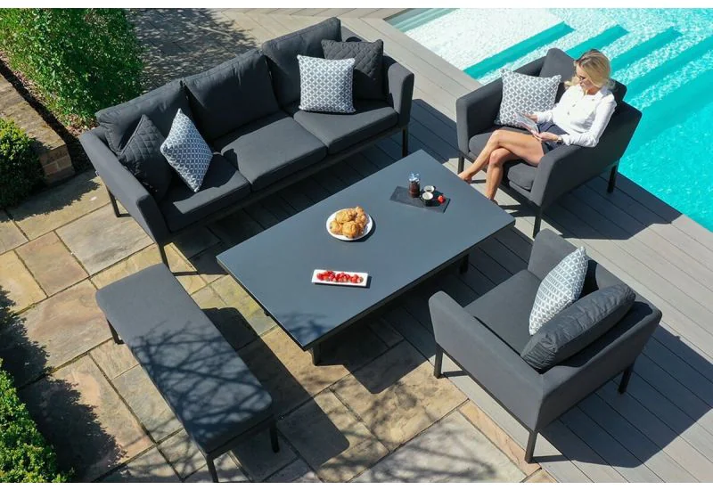 Maze Lounge Outdoor Fabric Pulse 3 Seat Sofa Set With Rising Table
