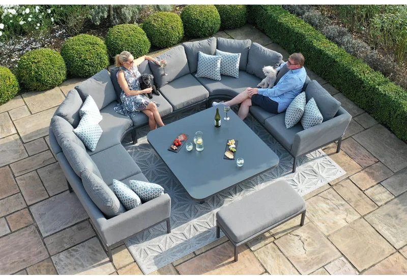 Maze Outdoor Fabric Pulse U Shape Corner Dining Set With Rising Table
